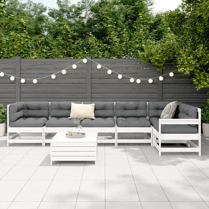 7 pcs conjunto de sofás para jardim pinho maciço branco