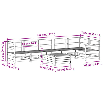 7 pcs conjunto de sofás para jardim pinho maciço branco