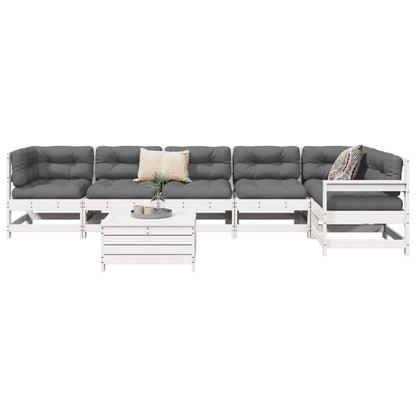 7 pcs conjunto de sofás para jardim pinho maciço branco