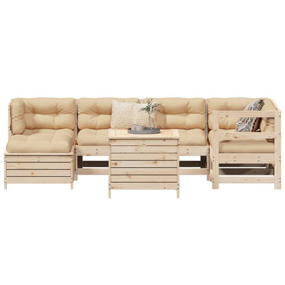 7 pcs conjunto de sofás para jardim madeira de pinho maciça