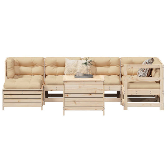 7 pcs conjunto de sofás para jardim madeira de pinho maciça