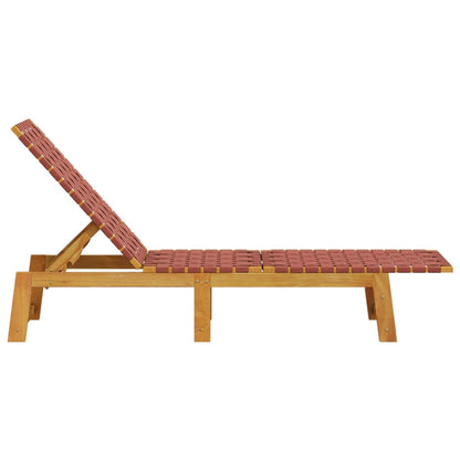 Espreguiçadeiras 2 pcs madeira de acácia maciça/tecido vermelho