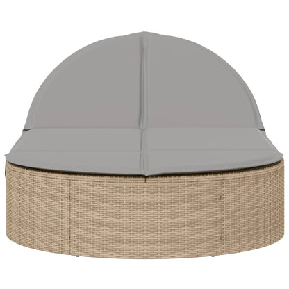 Double sun lounger with cushions in beige PE wicker