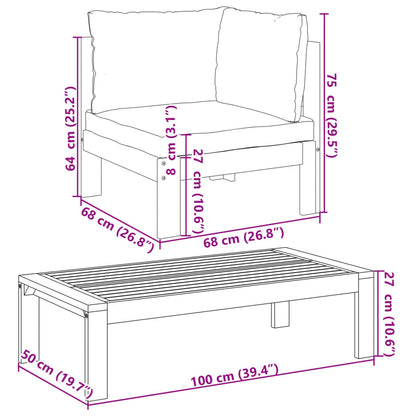 10 pcs conjunto de sofás de jardim com almofadões acácia maciça