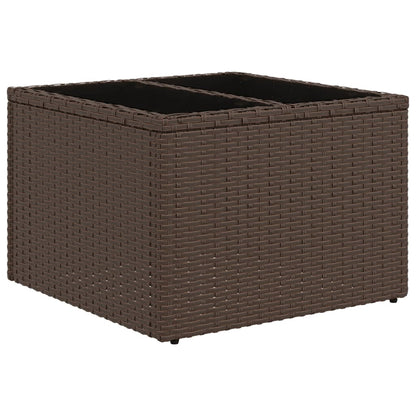 8 pcs conjunto sofás de jardim c/ almofadões vime PE castanho