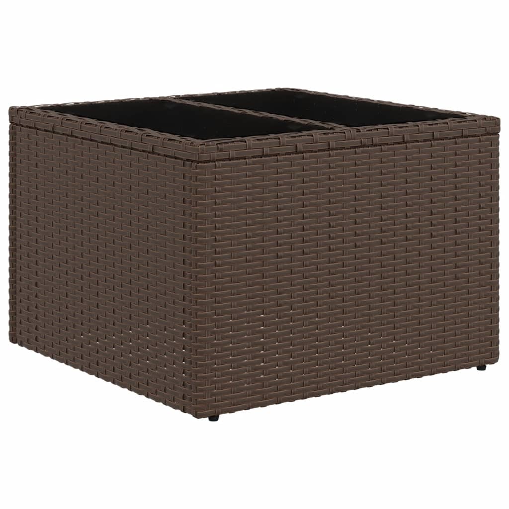 8 pcs conjunto sofás de jardim c/ almofadões vime PE castanho