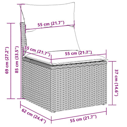 10 pcs conj. sofás jardim com almofadões vime PE cinzento-claro