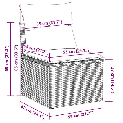 10 pcs conj. sofás jardim com almofadões vime PE cinzento-claro