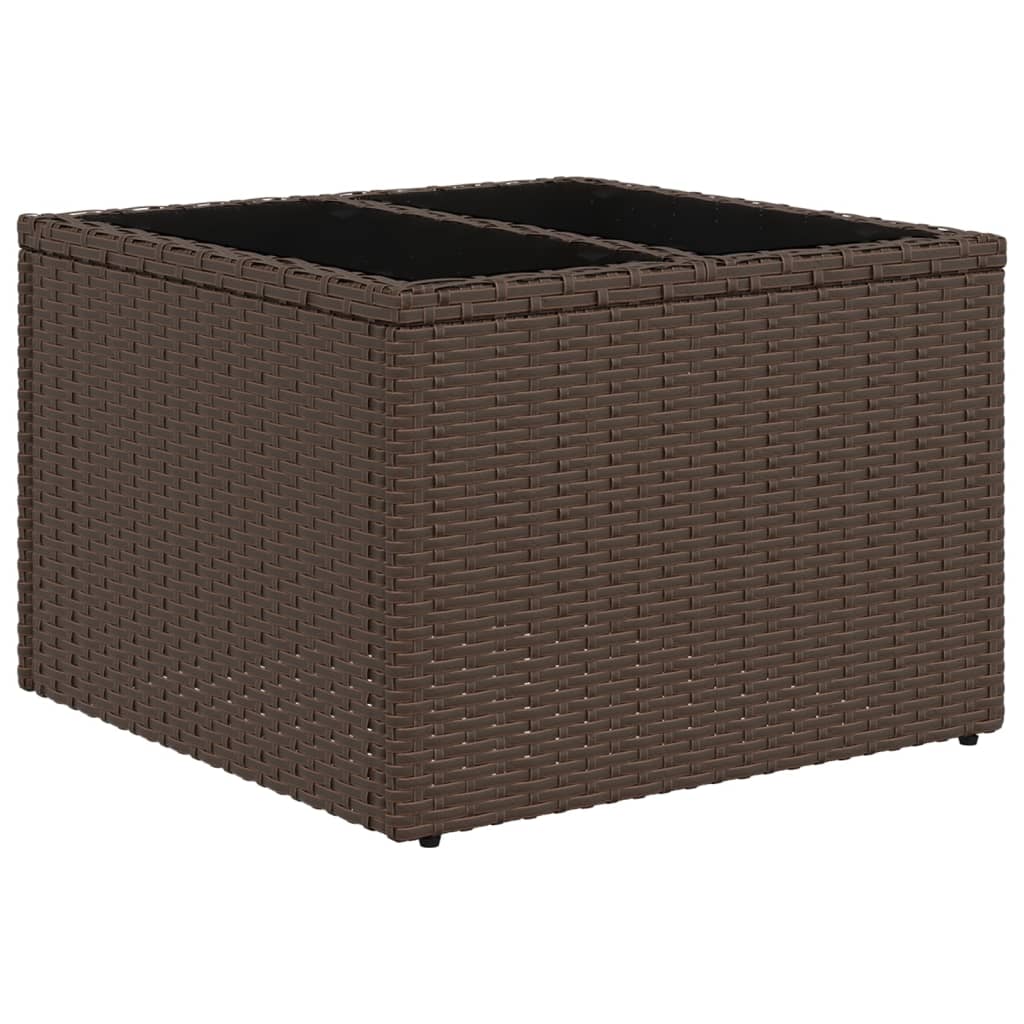 8 pcs conjunto sofás de jardim c/ almofadões vime PE castanho