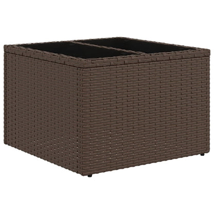 8 pcs conjunto sofás de jardim c/ almofadões vime PE castanho