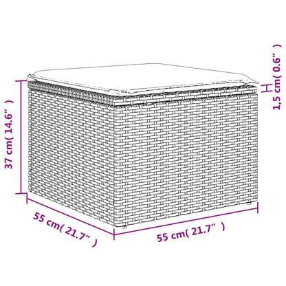 8 pcs conjunto sofás de jardim c/ almofadões vime PE castanho