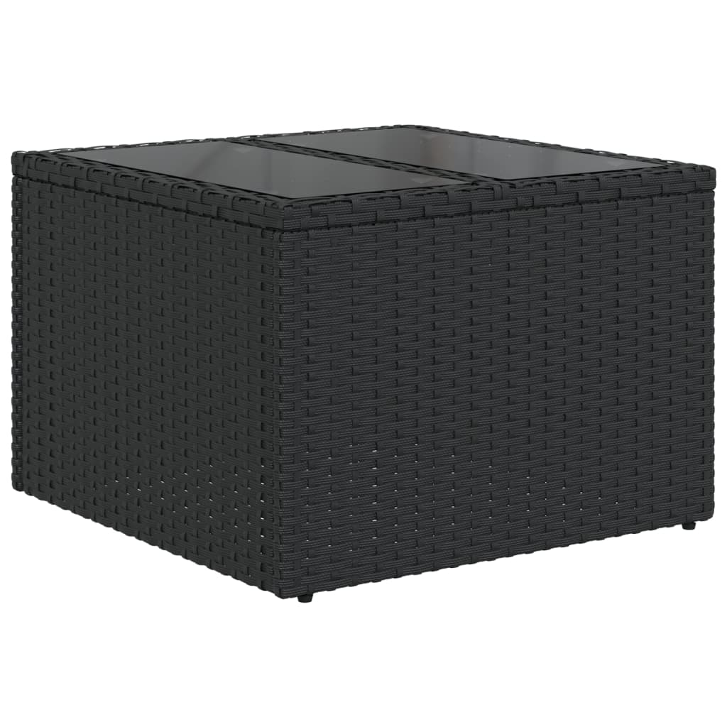 10 pcs conjunto de sofás p/ jardim c/ almofadões vime PE preto