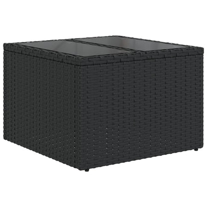 10 pcs conjunto de sofás p/ jardim c/ almofadões vime PE preto