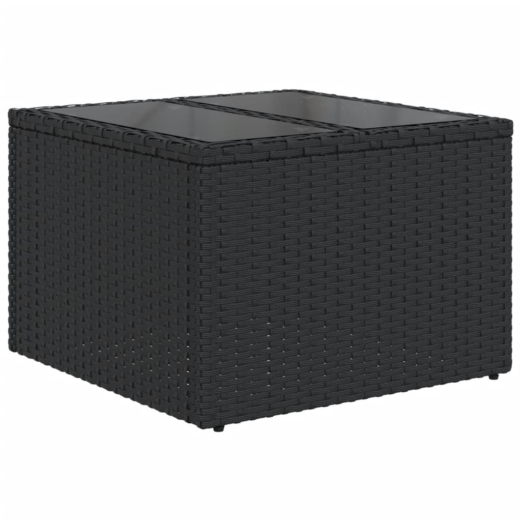10 pcs conjunto de sofás p/ jardim c/ almofadões vime PE preto