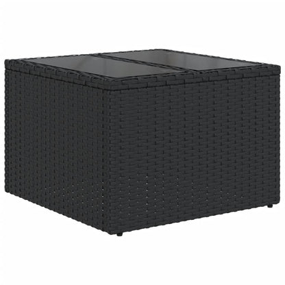 10 pcs conjunto de sofás p/ jardim c/ almofadões vime PE preto