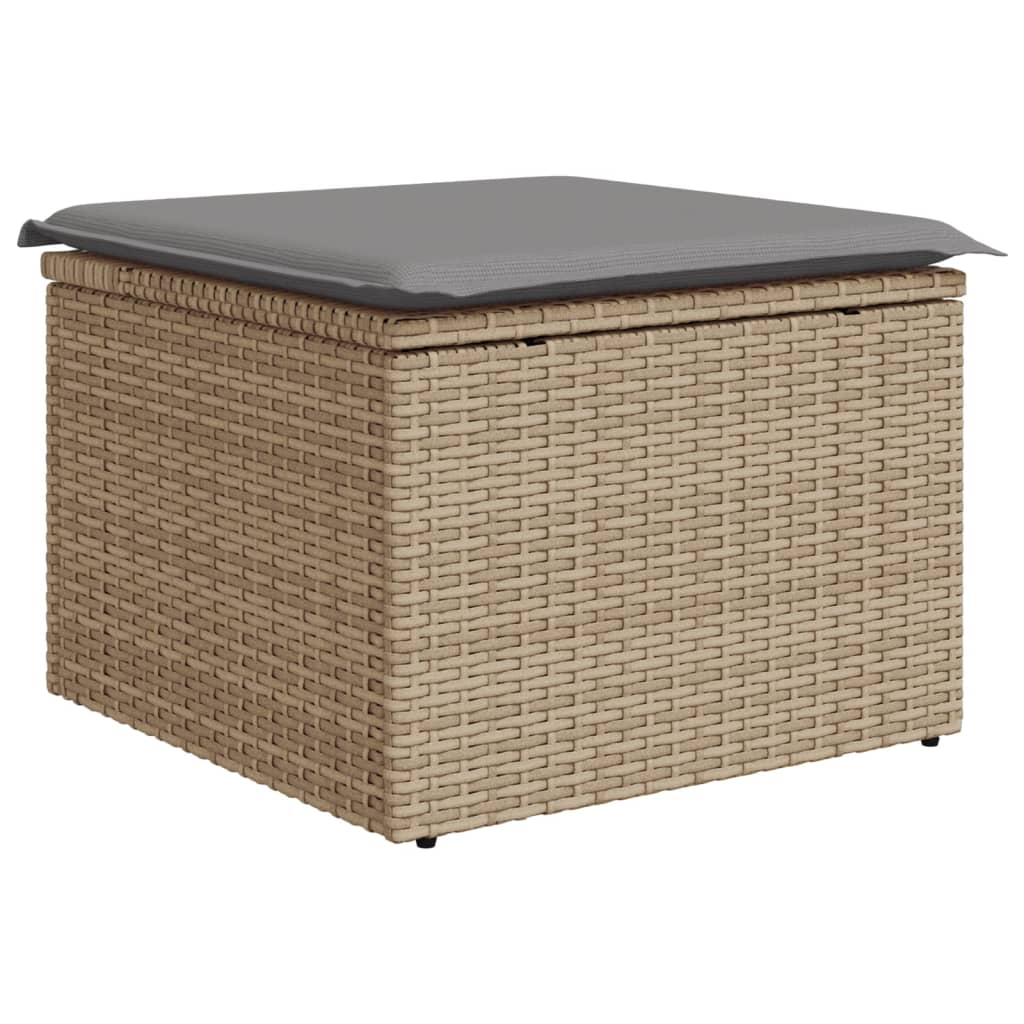 10 pcs conjunto de sofás p/ jardim com almofadões vime PE bege