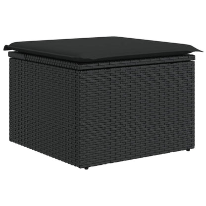 10 pcs conjunto sofás de jardim c/ almofadões vime PE preto