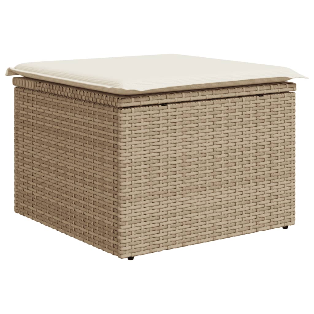 10 pcs conjunto de sofás p/ jardim com almofadões vime PE bege