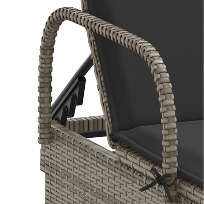 Sun loungers with cushions 2 pcs PE rattan grey