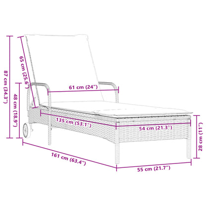 Sun loungers with cushions 2 pcs PE rattan grey