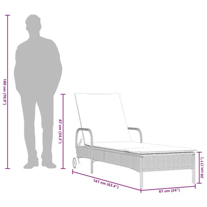 Sun lounger with cushions 2 pcs PE rattan light grey