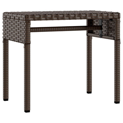 Sun loungers with canopies and table 2 pcs PE rattan brown