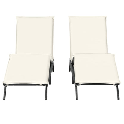Espreguiçadeiras com almofadões 2 pcs vime PE preto