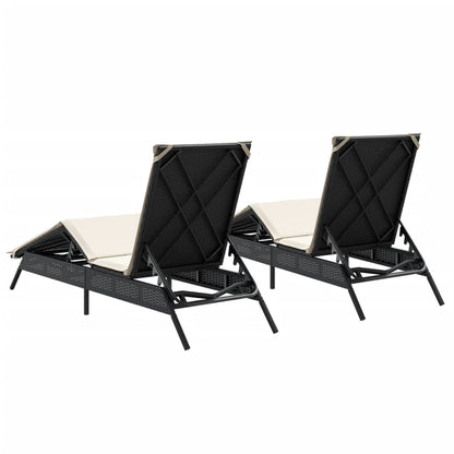 Espreguiçadeiras com almofadões 2 pcs vime PE preto