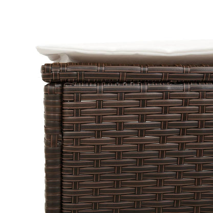 Sun loungers with cushions 2 pcs PE rattan brown