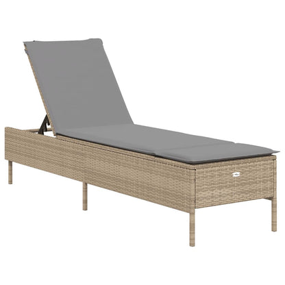 Sun loungers with cushions 2 pcs PE rattan beige