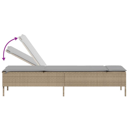 Sun loungers with cushions 2 pcs PE rattan beige