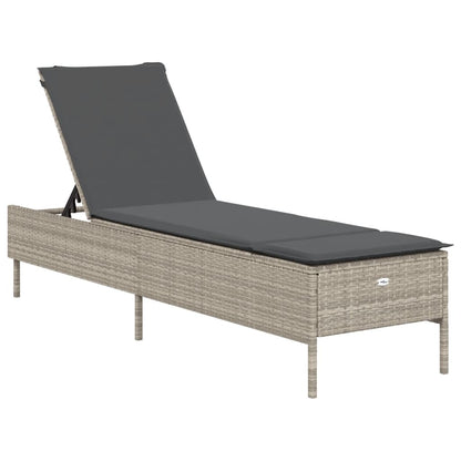 Sun lounger with cushions 2 pcs PE rattan light grey