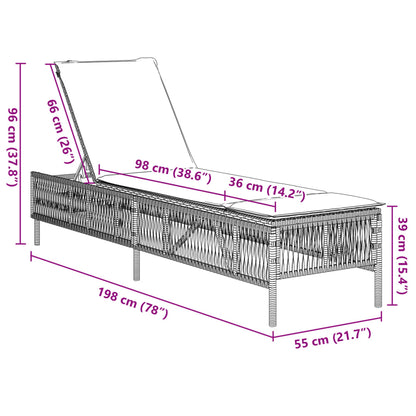 Sun loungers with cushions 2 pcs PE rattan grey