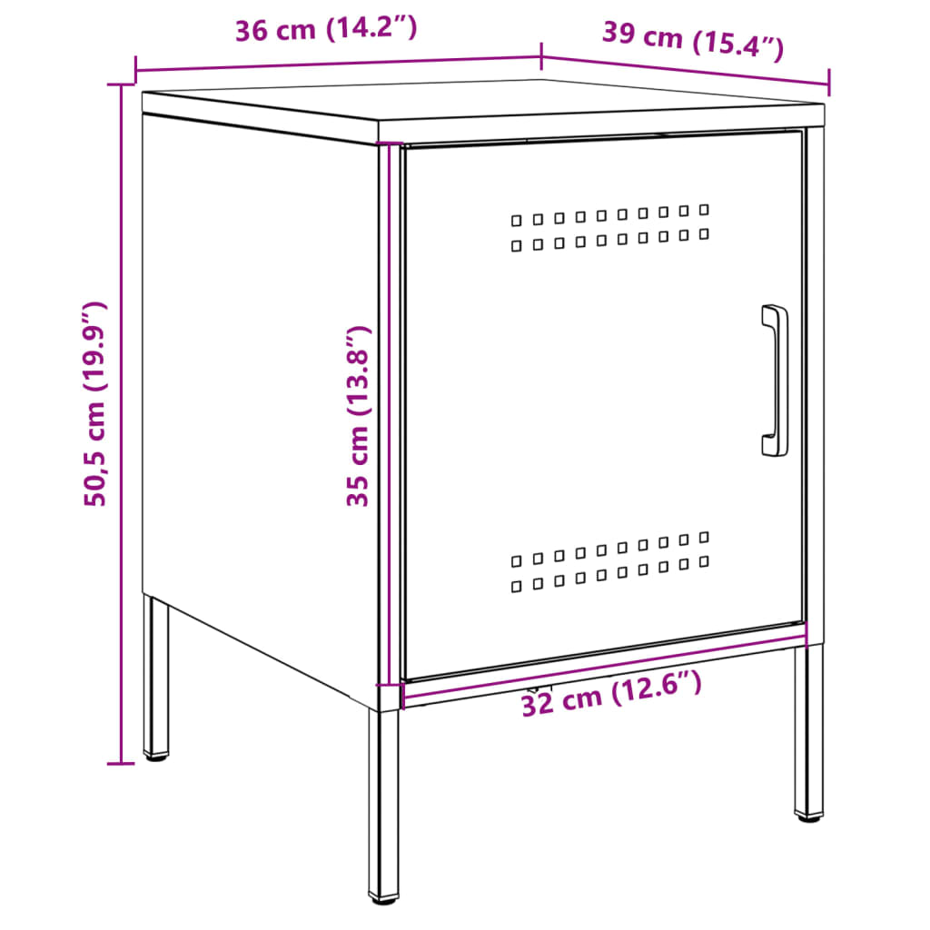 Mesas de cabeceira 2 pcs 36x39x50,5cm aço preto