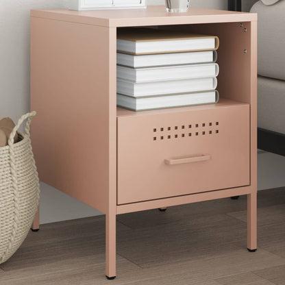 Bedside table 36x39x50.5 cm pink steel