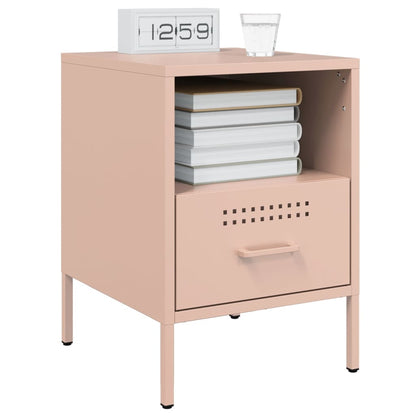 Mesas de cabeceira 2 pcs 36x39x50,5 cm aço rosa