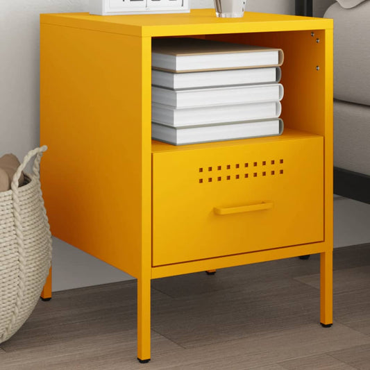 Mesa de cabeceira 36x39x50,5 cm aço amarelo mostarda