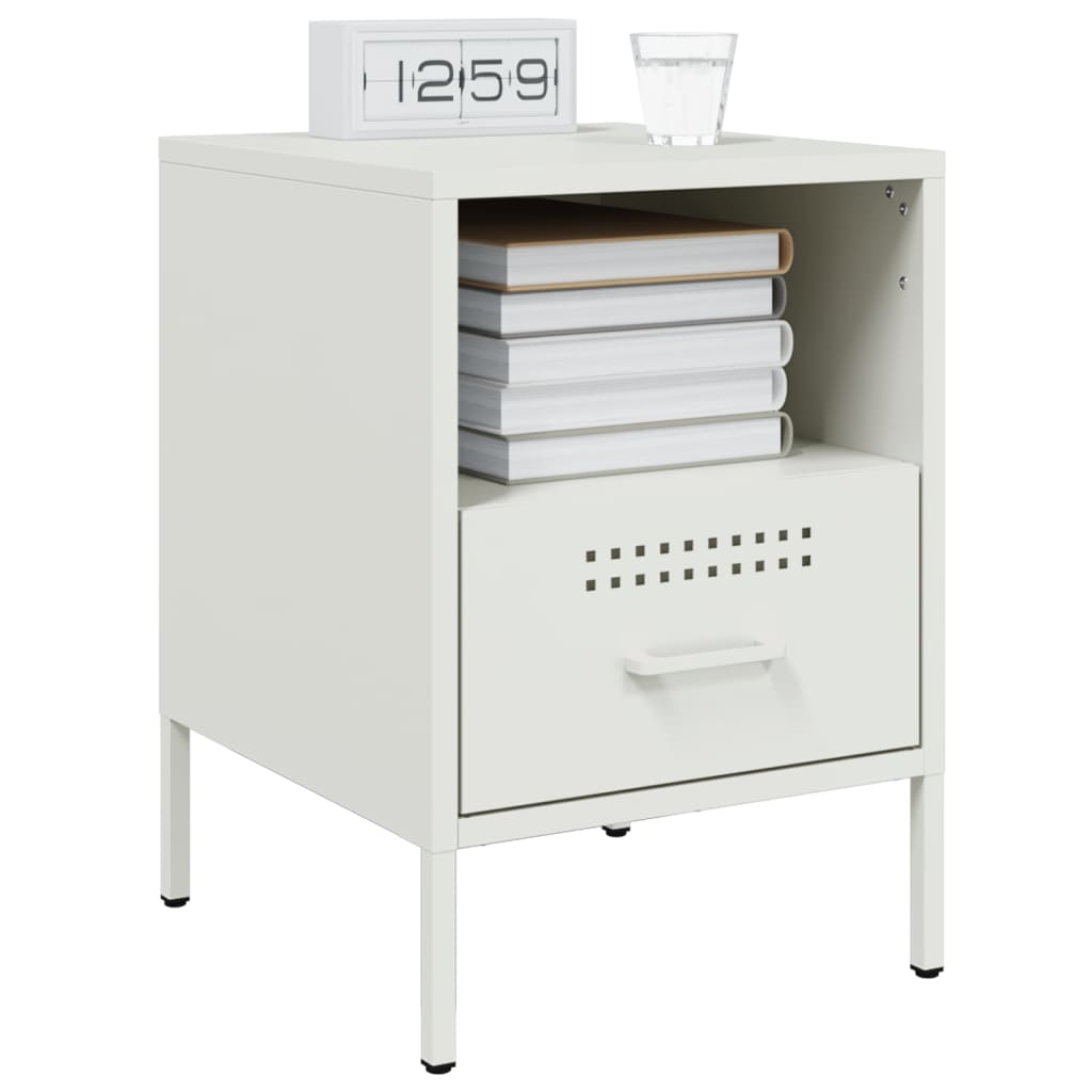 Mesas de cabeceira 2 pcs 36x39x50,5 cm aço branco
