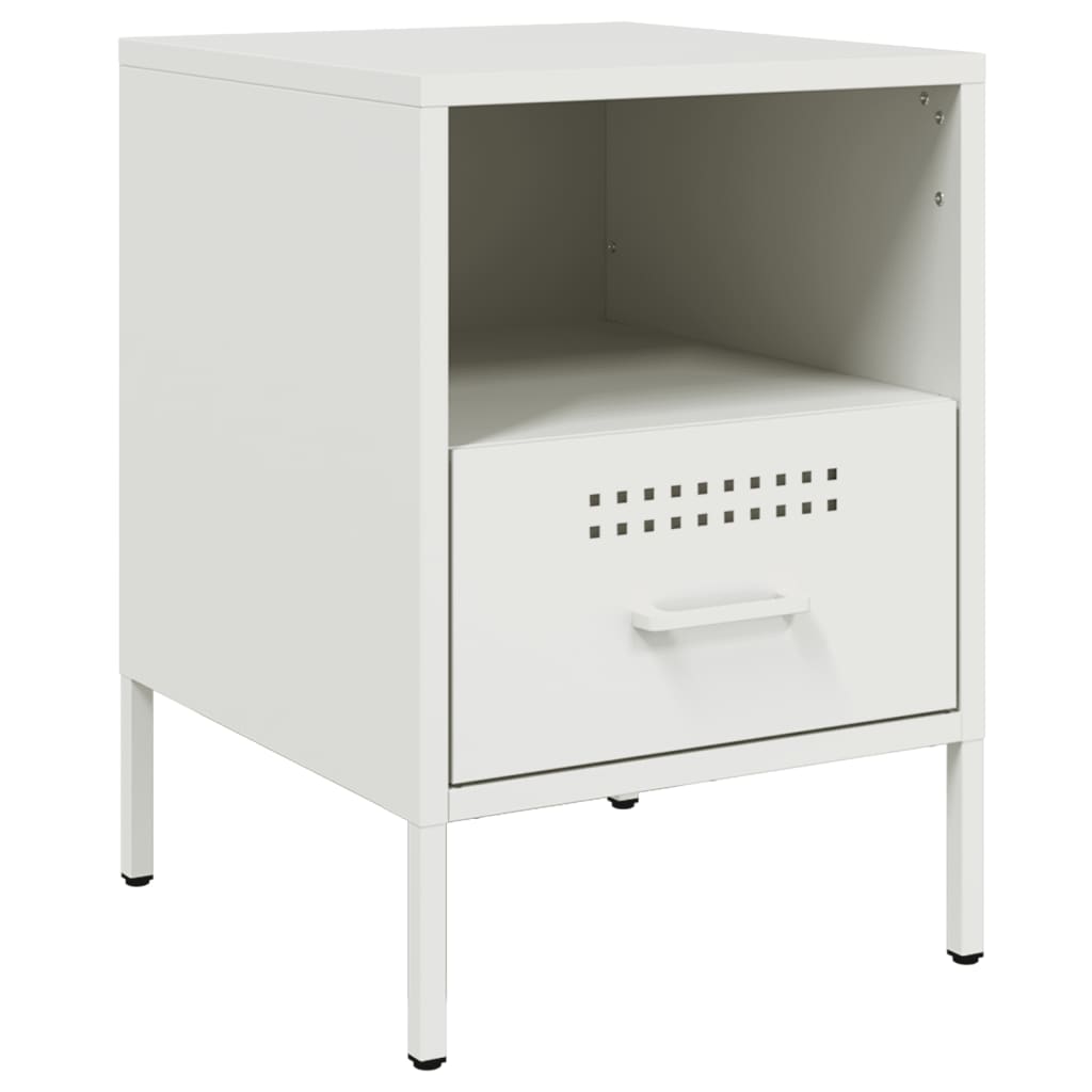 Mesas de cabeceira 2 pcs 36x39x50,5 cm aço branco