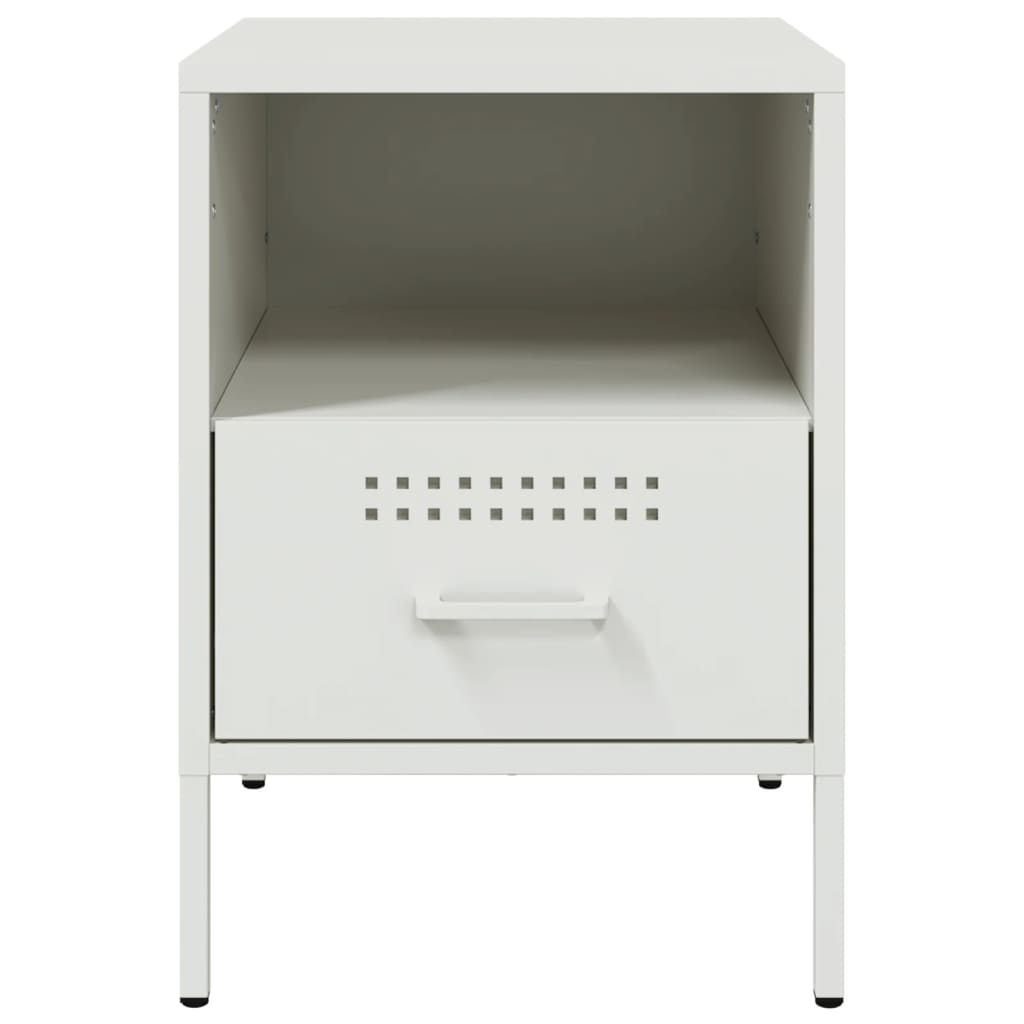 Mesas de cabeceira 2 pcs 36x39x50,5 cm aço branco