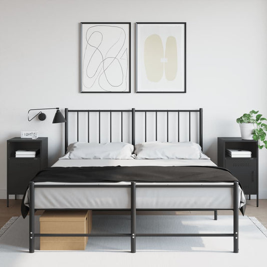 Mesas de cabeceira 2 pcs 36x39x68 cm aço preto