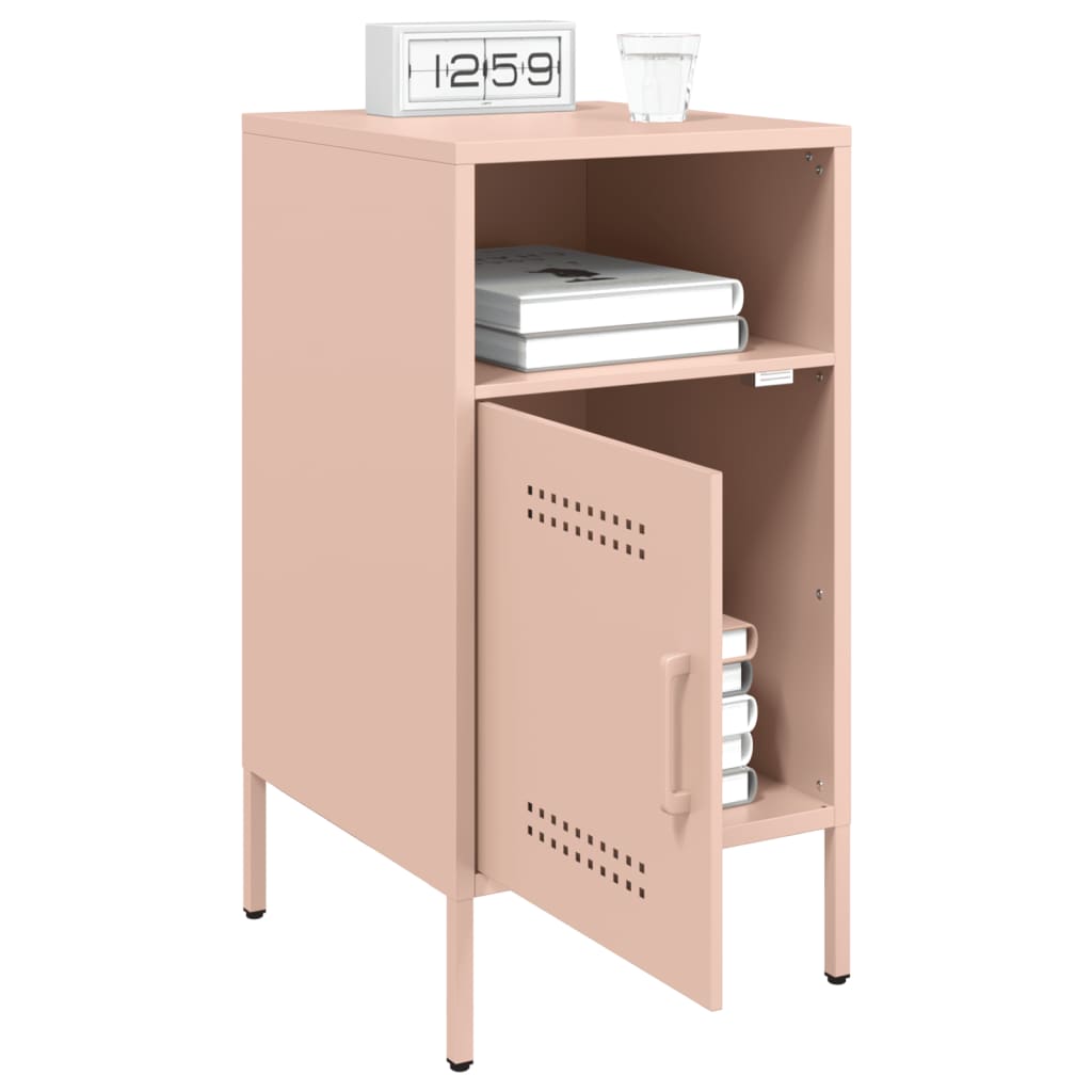 Mesas de cabeceira 2 pcs 36x39x68 cm aço rosa
