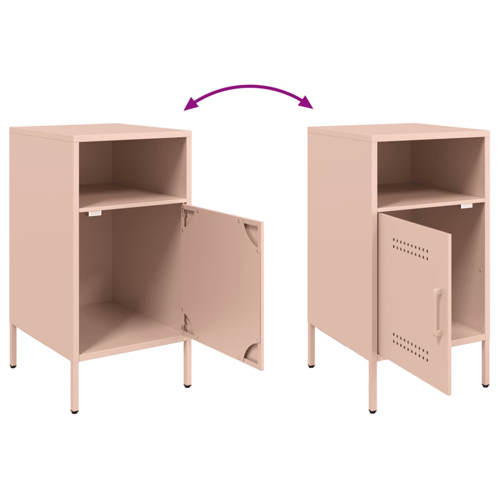Mesas de cabeceira 2 pcs 36x39x68 cm aço rosa