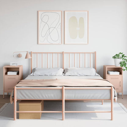 Mesas de cabeceira 2 pcs 36x39x68 cm aço rosa