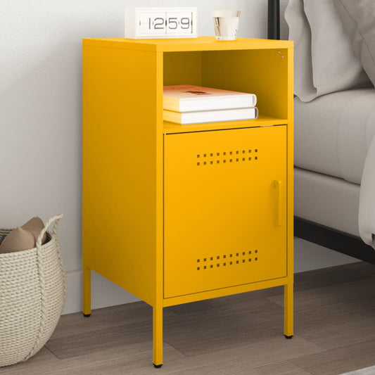 Mesa de cabeceira 36x39x68 cm aço amarelo mostarda