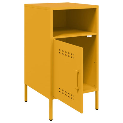 Mesas de cabeceira 2 pcs 36x39x68 cm aço amarelo mostarda