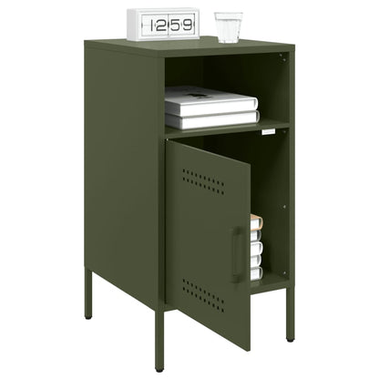 Mesa de cabeceira 36x39x68 cm aço verde-azeitona