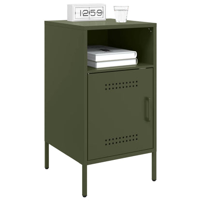 Mesa de cabeceira 36x39x68 cm aço verde-azeitona
