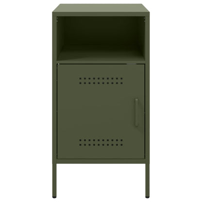 Mesa de cabeceira 36x39x68 cm aço verde-azeitona