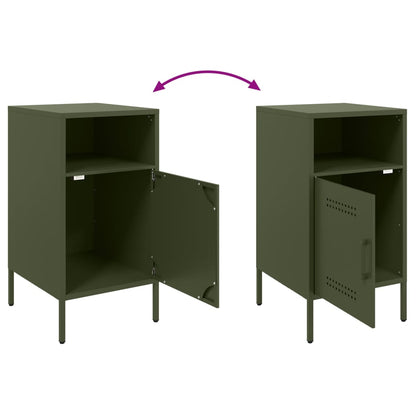 Mesa de cabeceira 36x39x68 cm aço verde-azeitona